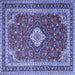 Square Medallion Blue Traditional Rug, tr1289blu