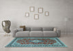 Machine Washable Medallion Light Blue Traditional Rug in a Living Room, wshtr1289lblu