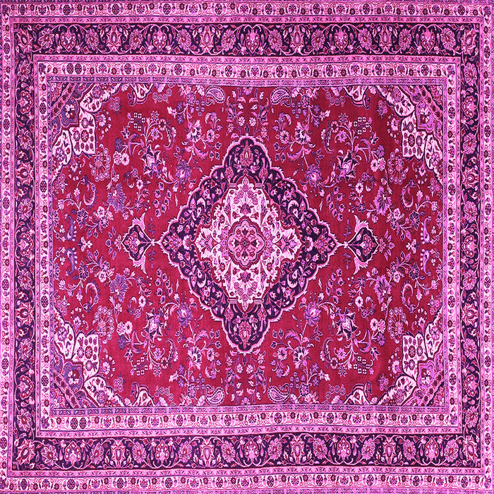 Square Machine Washable Medallion Pink Traditional Rug, wshtr1289pnk