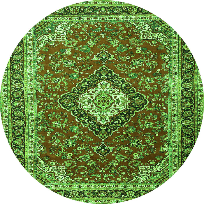 Square Medallion Green Traditional Rug, tr1289grn