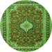 Square Medallion Green Traditional Rug, tr1289grn