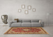 Machine Washable Medallion Brown Traditional Rug in a Living Room,, wshtr1289brn