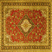 Square Medallion Yellow Traditional Rug, tr1289yw