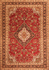 Medallion Orange Traditional Rug, tr1289org