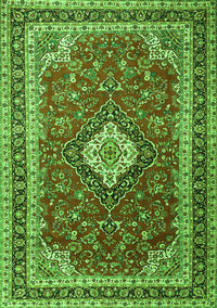 Medallion Green Traditional Rug, tr1289grn