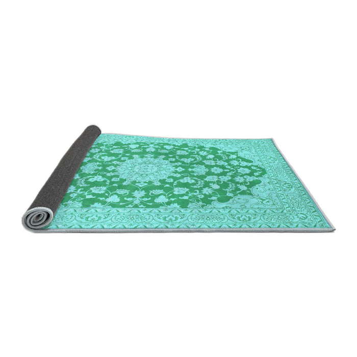 Sideview of Medallion Light Blue Traditional Rug, tr128lblu
