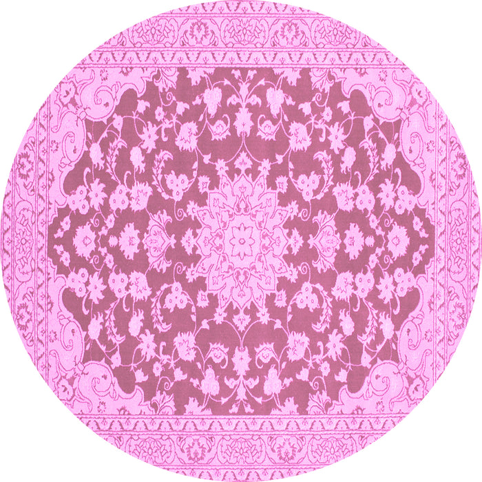 Round Medallion Pink Traditional Rug, tr128pnk