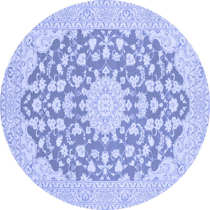 Round Medallion Blue Traditional Rug, tr128blu