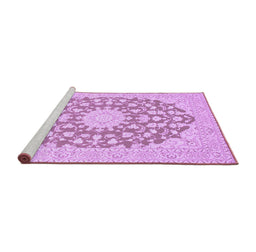Sideview of Machine Washable Medallion Purple Traditional Area Rugs, wshtr128pur