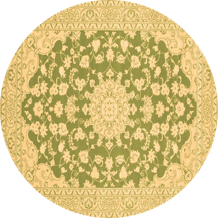 Round Medallion Brown Traditional Rug, tr128brn