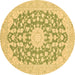 Round Medallion Brown Traditional Rug, tr128brn