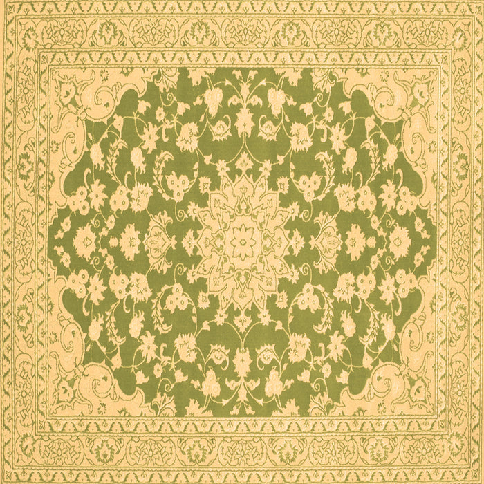 Square Machine Washable Medallion Brown Traditional Rug, wshtr128brn