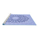 Sideview of Machine Washable Medallion Blue Traditional Rug, wshtr128blu