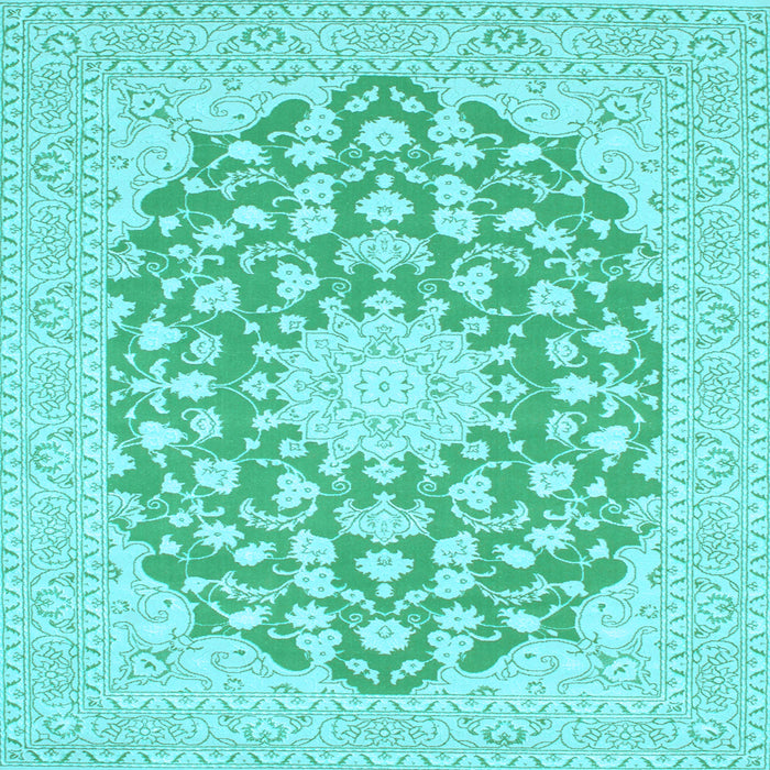 Square Medallion Light Blue Traditional Rug, tr128lblu