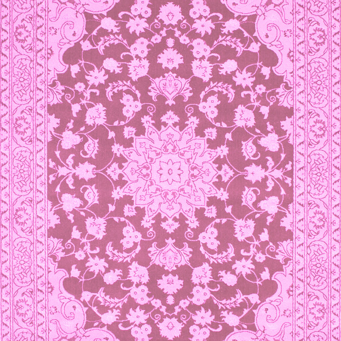 Machine Washable Medallion Pink Traditional Rug, wshtr128pnk