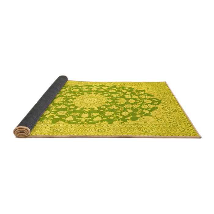 Sideview of Medallion Yellow Traditional Rug, tr128yw