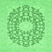 Square Machine Washable Medallion Emerald Green Traditional Area Rugs, wshtr128emgrn