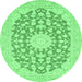 Round Medallion Emerald Green Traditional Rug, tr128emgrn