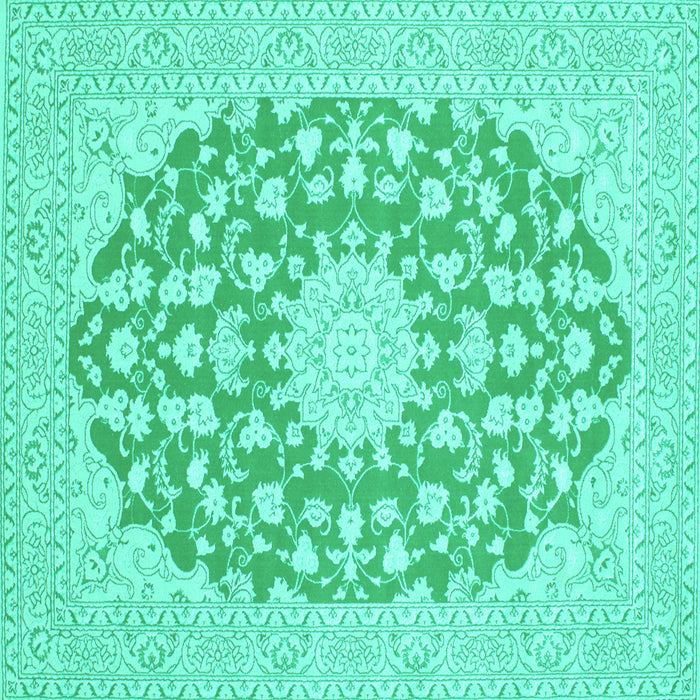 Square Medallion Turquoise Traditional Rug, tr128turq