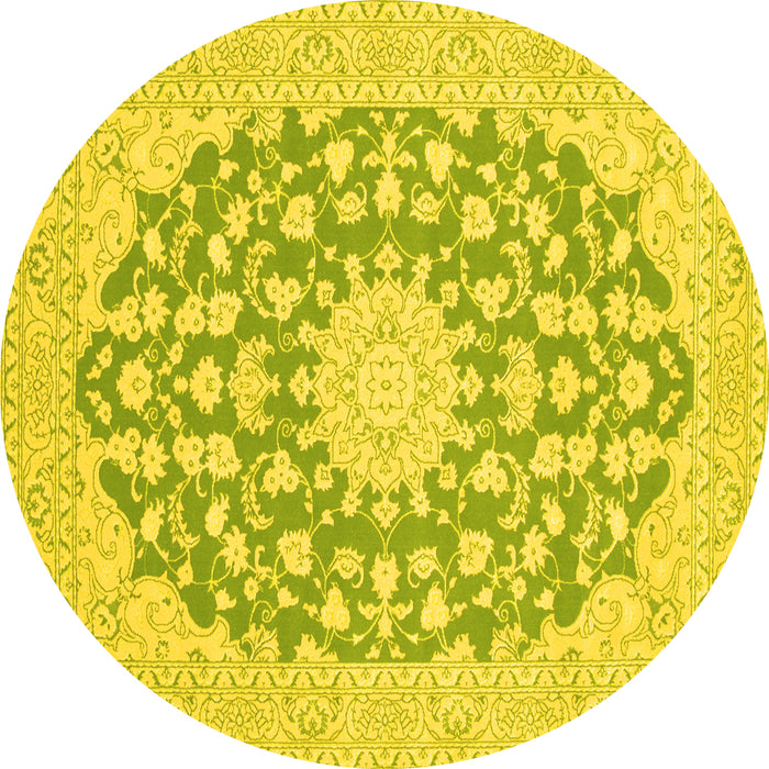 Round Medallion Yellow Traditional Rug, tr128yw