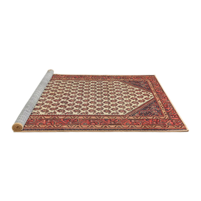 Sideview of Machine Washable Traditional Sandy Brown Rug, wshtr1290
