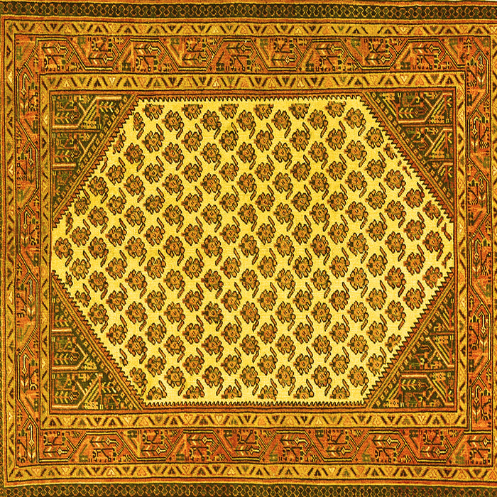 Square Machine Washable Persian Yellow Traditional Rug, wshtr1290yw