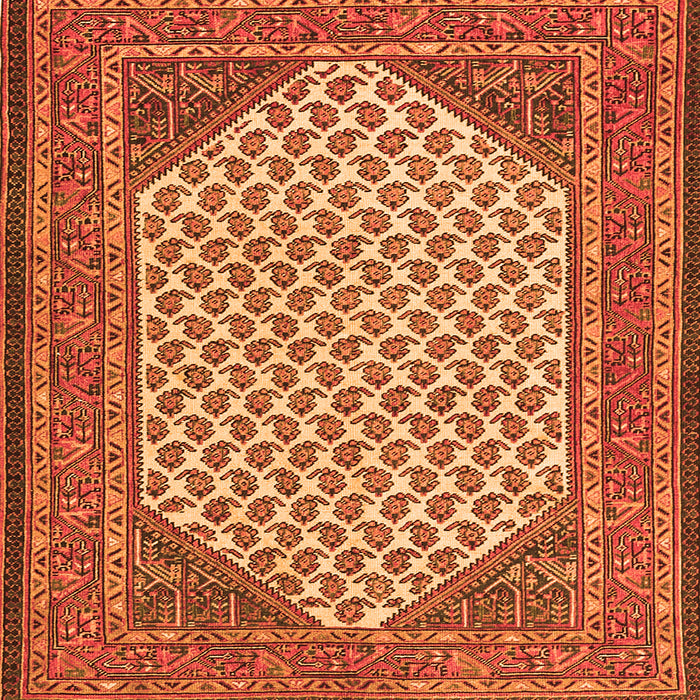 Round Machine Washable Persian Orange Traditional Area Rugs, wshtr1290org