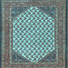 Square Machine Washable Persian Light Blue Traditional Rug, wshtr1290lblu