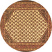 Round Persian Brown Traditional Rug, tr1290brn