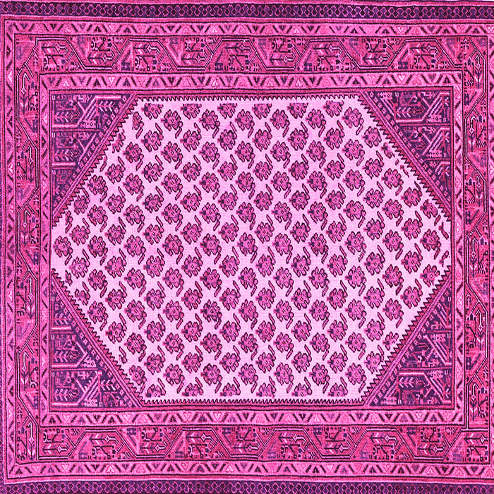 Square Machine Washable Persian Pink Traditional Rug, wshtr1290pnk