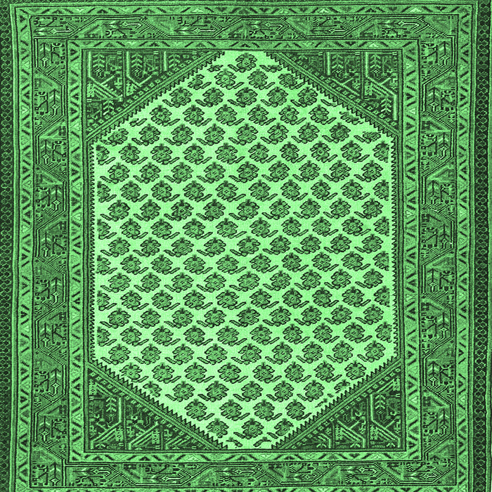 Square Machine Washable Persian Emerald Green Traditional Area Rugs, wshtr1290emgrn