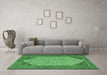 Machine Washable Persian Emerald Green Traditional Area Rugs in a Living Room,, wshtr1290emgrn