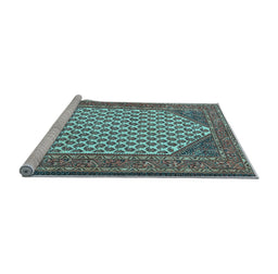 Sideview of Machine Washable Persian Light Blue Traditional Rug, wshtr1290lblu