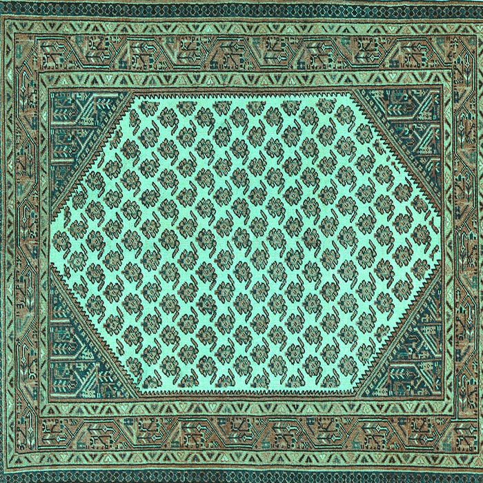 Square Machine Washable Persian Turquoise Traditional Area Rugs, wshtr1290turq