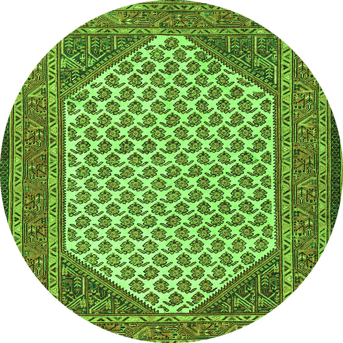 Square Persian Green Traditional Rug, tr1290grn
