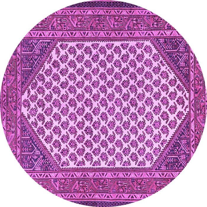 Round Machine Washable Persian Purple Traditional Area Rugs, wshtr1290pur