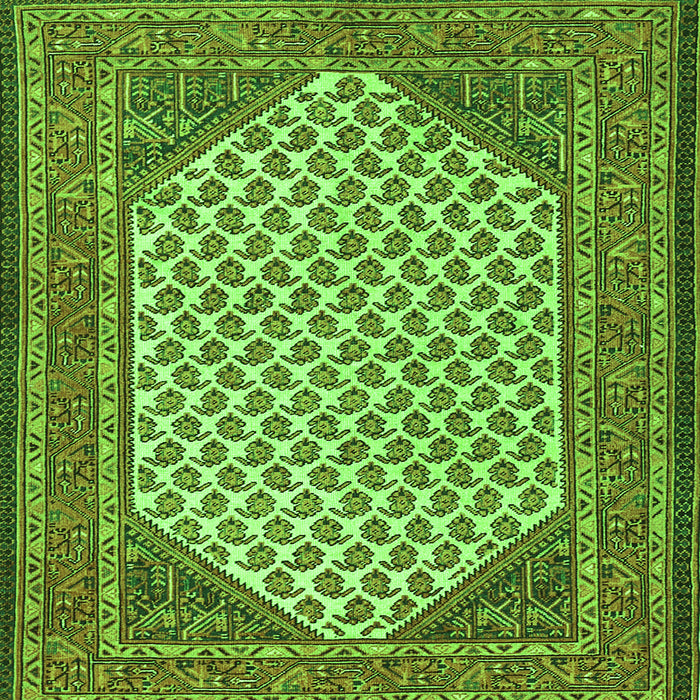 Round Machine Washable Persian Green Traditional Area Rugs, wshtr1290grn