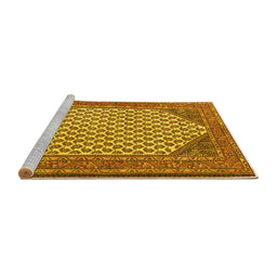 Sideview of Machine Washable Persian Yellow Traditional Rug, wshtr1290yw
