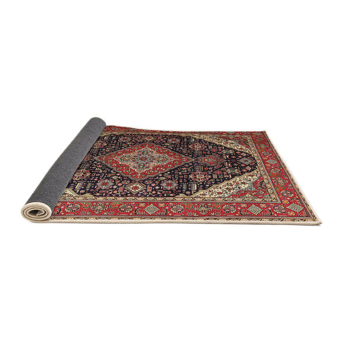Sideview of Traditional Saffron Red Medallion Rug, tr1291