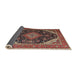 Sideview of Traditional Saffron Red Medallion Rug, tr1291