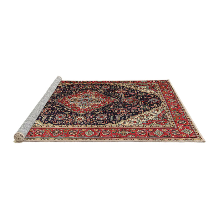 Sideview of Machine Washable Traditional Saffron Red Rug, wshtr1291