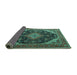 Sideview of Medallion Turquoise Traditional Rug, tr1291turq