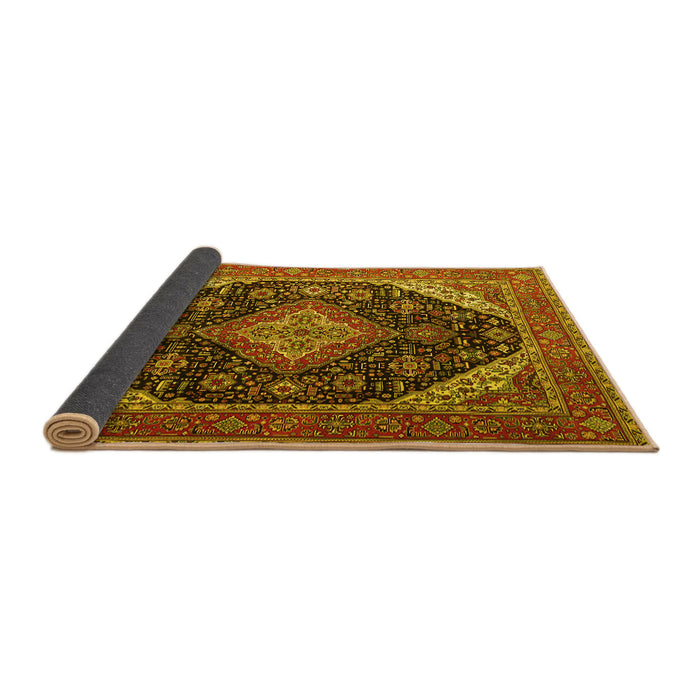 Sideview of Medallion Yellow Traditional Rug, tr1291yw
