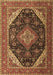 Machine Washable Medallion Brown Traditional Rug, wshtr1291brn