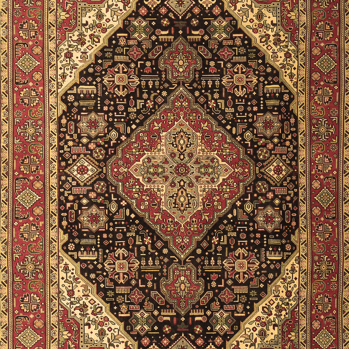 Machine Washable Medallion Brown Traditional Rug, wshtr1291brn