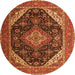 Square Medallion Orange Traditional Rug, tr1291org