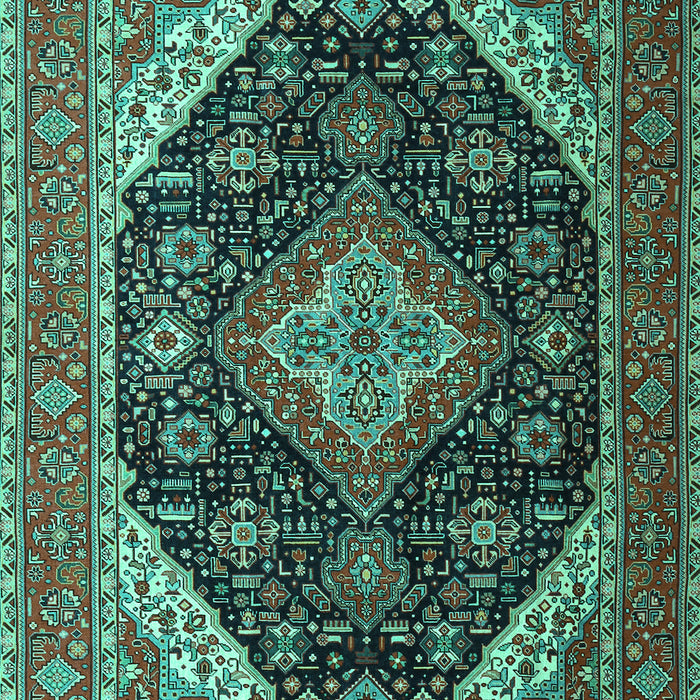 Machine Washable Medallion Turquoise Traditional Area Rugs, wshtr1291turq