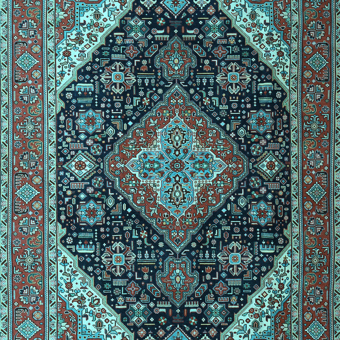 Machine Washable Medallion Light Blue Traditional Rug, wshtr1291lblu