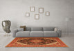 Machine Washable Medallion Orange Traditional Area Rugs in a Living Room, wshtr1291org