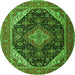 Machine Washable Medallion Green Traditional Area Rugs, wshtr1291grn